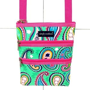 Simply Southern Paisley Crossbody Pink Green Bag